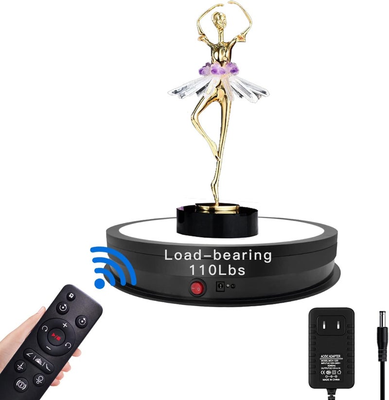 JAYEGT LED Light Base Non-Slip Rotating Display Stand , 110Lbs Load,360 Photography Turntable for Products Shows, Glass Crystal Artwork, Jewelry,Remote control(16.5inch / 6Color LED Light/Black/Wired) - Image 2